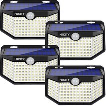 Hmcity 태양광 야외 120 LED 조명 반사판3가지 모드모션 센서IP65방수 (4팩), 4Pack