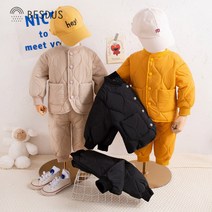 [당일발송]베스더스 유아동 키즈 여아 남아 베이비 깔깔이 상하세트 누빔 경량 패딩 김장룩 등원룩 겨울 외출복 캠핑룩