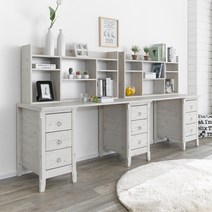 씨앤씨구스 사무용책상 디엘르 엘리 2400 2인용 학생수납책상세트, 워시