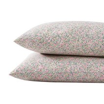 Laura Ashley Home - 표준 베개 커버 세트 통기성 있는 퍼케일 면 침구 산뜻하고 시원한 홈 데코 러브스턴 핑크 2피스