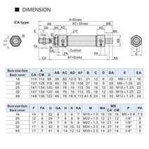 유압리프트 MA 16/20/25/32/40mm 스테인레스 스틸 25-500mm 스트로크 복동 미니 공압 공기 실린더, 12 Stroke 400_04 MA32