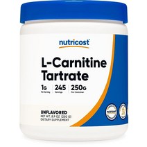 뉴트리코스트 L-카르니틴 타르트레이트 파우더 250g - 1회 제공량당 1g 245회 분량, 8.8온스(1팩)