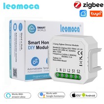 홈 Tuya-스마트 지그비 스위치 조광기 모듈 조광 가능 110-240V 오토메이션 음성 제어 구글/알렉사로 작동, [01] WHITE, [02] 2-Gang, [02] L -No Neutral