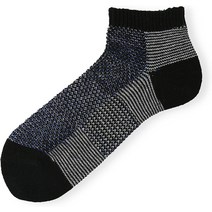 [타비오 양말 일본 직배송] 남성 면마 메쉬 단목 양말 25.0~27.0cm 일제 손잡이 양말, 블랙+블루