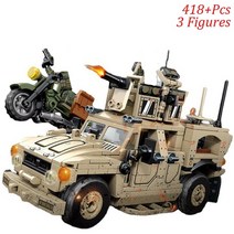 어린이 선물 호환 레고 SLUBAN WW2 군사 험비 지프 H1 육군 친구 자동차 금형 킹 빌딩 벽돌 클래식 Moc 블, 10 No Box 3 Figures