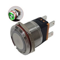 12V 22mm 방수 푸쉬락버튼 스위치_그린링LED 고급메탈