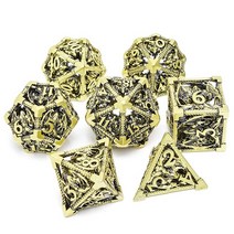 DND 금속 주사위 세트 다면체 던전 앤 드래곤 할로우 7피스 RPG MTG 테이블 보드 롤 플레이 게임에 적합 USA 미국, Crusoe Pearl Gold Black