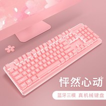 핫스왑 유무선 저소음 게임키보드 배열 메카니컬 2.4g, 상세이페이지 참고, 상세이페이지 참고, 벚꽃 가루 클래식 에디션 백광 청축