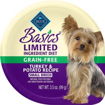 Blue Buffalo Basics Limited 성분 그레인 프리 칠면조 감자 소형 품종 성인 개용 습식 사료 3.5온스 12개입