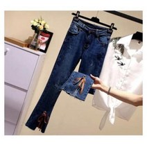 코코제이2 리본 스트링 트임 스판 데님 부츠컷 청바지 (중청)