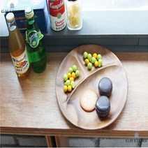 키즈카페 사이좋게2분할 다과상차림 간식플레이트 평면접시, 3칸