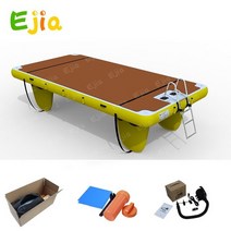 워터 플랫폼 매트 매직 카펫 야외 서핑 낚시 4202m157 788 인치 티크 EVA 커버 플로팅 아일랜드 도크 풍선 요트 풀 비치 오션 레이크, 7.4X2X02m  Yellow With Ladder