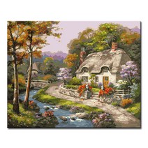 DIY캔버스페인팅 명화그리기 액자 그림 세트 유화 - 풍경 40x50, L98_숲속이야기