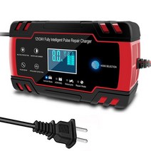 배터리충전기펄스 수리 LCD 디스플레이 스마트 고속 충전 AGM 딥 사이클 배터리 충전기 12v 24V 8A 젤 납, 03 US Plug Red