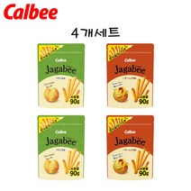 일본 calbee Jagabee 가루비 쟈가비 파우치 90g 4개 세트 우스시오 버터쇼유 맛, 버터쇼유90g 2개, 우스시오90g 2개