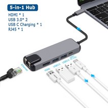 c타입 멀티허브 c타입 멀티허브 8 인 1 타입 C 허브-HDMI 어댑터 4K 썬더볼트 3 USB c허브 4 3.0 TF usb확장 맥북usb허브 노트북도킹스테이션 usb분배기, 03 5 in 1 hub RJ45