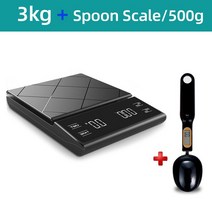 주방도구 타이머가 있는 드립 커피 저울 3kg/0.1g 고정밀 부어 오버 에스프레소 스케일 백라이트 LCD 디스플레이 포함, [02] coffee  spoon scale