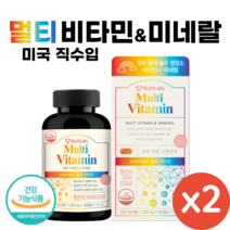 미국 직수입 멀티 비타민 미네랄 90캡슐 필수영양소 청소년 직장인 주부 여성 남성 종합 비타민 가족 영양제 Multi Vitamin Mineral, 2개, 90정
