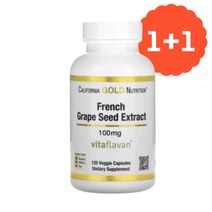 1+1 CGN 캘리포니아 골드 뉴트리션 프랑스 포도씨 추출물 100mg 120 베지캡슐 폴리페놀 Polyphenol