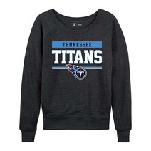 NFL 여성용 플러스 사이즈 차콜 크루넥 축구 의류 가벼운 슬라우치 래글런 소매 풀오버 506218, Tennessee Titans - Charcoal