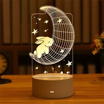 네온 사인 usb led 램프 3d 아크릴 야간 크리스마스 파티 웨딩 야간 홈 선물, 13 - 달 토끼