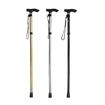 T자형 손잡이 접이식 노인지팡이 길이조절 보조지팡이, 블랙