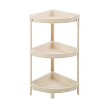 엠케이리빙 다용도 스탠드 선반 욕실 화장실 수납 틈새 공간활용 정리대 코너장, 베이지 3단