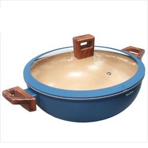 YKL673499나리히라 인덕션 냄비 전골 라면 양수 냄비 블루 28cm, 단일사이즈