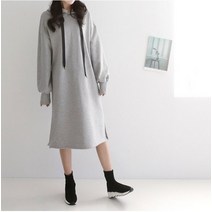 박시한 기본후드 롱원피스 맨투맨원피스