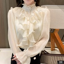 가바바 여성 블라우스 쉬폰 레이스 포인트 러블리틱 데일리 스프링 블라우스 G59071