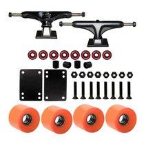 스케이트보드 트럭 스케이트보드 휠 51mm 스케이트보드 베어링 ABEC-11 스케이트보드 도구 스케이트보드 패드, 알루미늄 합금, 주황색