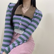 VANANA2 여성 숏 크롭 단가라 카라 가디건 4color