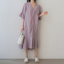 위쉬몰 / 아이우먼 밑단플레어V넥원피스 TGK037M306 빅사이즈