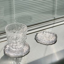 포포페리아 투명 유리 컵받침 티코스터 악세사리 보관 트레이, 기포