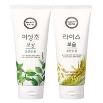 1+1 해피바스 어성초 모공 클렌징폼 200g+라이스 보습 클렌징폼 200g, 1세트
