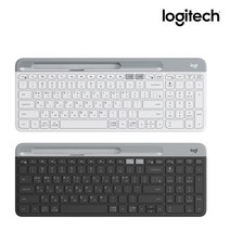로지텍코리아 [정품] K580 무선 블루투스 키보드 2가지 색상 한글각인 자판 + 스마트폰 거치대 증정, 시크 블랙+스마트폰거치대