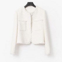 RM 트위드자켓 가을 겨울 여성용 화이트 트위드 숏 재킷 소형 향수 캐주얼 탑