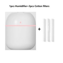 미니 초음파 USB 에센셜 오일 디퓨저 자동차 정수기 220ml 아로마 음이온 미스트 메이커 가정용 자동차 LED 야간 램프, WHITE