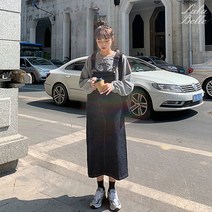 라라벨 여성용 데님 멜빵 포틀렌 루즈핏 데님멜빵