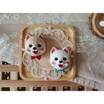 [3월 봄]포메라니안(2d) 반려견 커스텀 차량용 가정용 석고방향제, 블랙, 리본만, 클린코튼