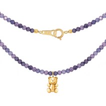[골드팡] 18k 통통젤리곰 비즈 목걸이(당일도착) 천연원석 지르콘 젬스톤 컬러비즈 테디베어 데일리 여성용 쁘띠 스윗 여자친구 셀럽 곰도리 젤리 생일 우정템 커플 고급 선물 추천