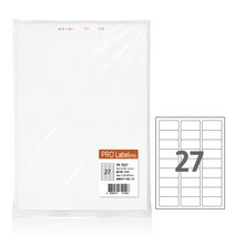 프로라벨 A4 100매 벌크 / 폼텍 호환 라벨지 / 백색 무광, 1팩, 27칸 PR7027