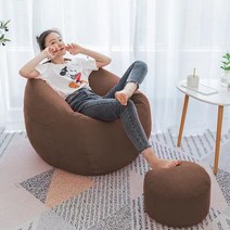 모찌 구름 1인용 휴식 낮잠 안락 수유의자 빈백, 브라운M(페달+베개)
