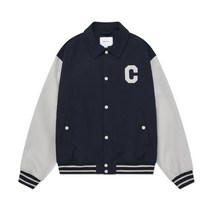 COVERNAT C 로고 카라 바시티 자켓 네이비 185213