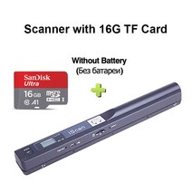 책스캔 북스캔 IScan 휴대용 스캐너 문서 A4 책 컬러 사진 이미지 핸드 헬드 지원 JPG PDF TF 카드 배터리, 07 Black with 16G Card