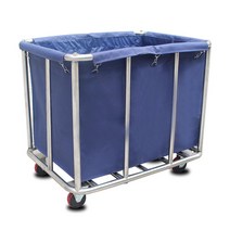 세탁바구니 병원 환자복 햄퍼 세탁물 수거함 카트, 8관 분해 원추형 커피색 천 향상된 버전