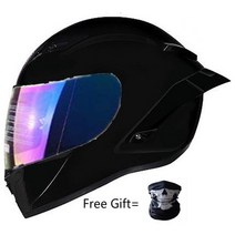 무지개 바이저 헬멧과 함께 전체 얼굴 오토바이 모토 크로스 경주 Casco 드 Capacete Dot 승 Kask 매트 블, 09 gloss black-color_03 L