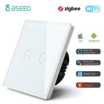 자동차스위치 BSEED Zigbee 벽 조명 스위치 터치 스크린 1/2/3Gang Smart Life Google Alexa No Neutral Wi, 04 Wifi 2Gang White_01 Zigbee