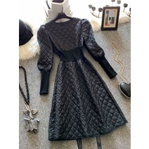 패딩원피스 패딩롱원피스 퀼팅 누빔 누비 마름모 롱원피스