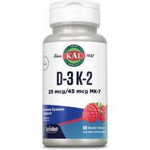 Kal D-3 K-2 1000IU 45mcg Mk-7 마이크로 타블렛, 60개입, 1개